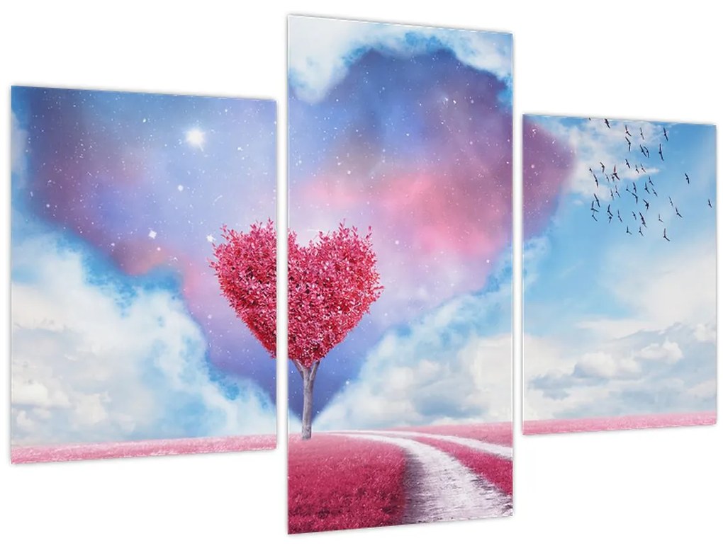 Obraz - Ružový strom srdca (90x60 cm)