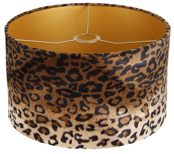 Zamatový tienidlo lampy leopardia potlač 35/35/20 zlatý interiér