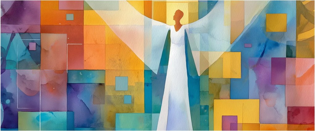 Obraz - Geometrický anjel (120x50 cm)