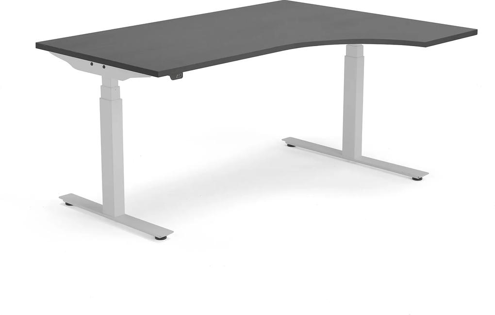Výškovo nastaviteľný stôl Modulus, ergonomický 1600x1200 mm, strieb./čierna