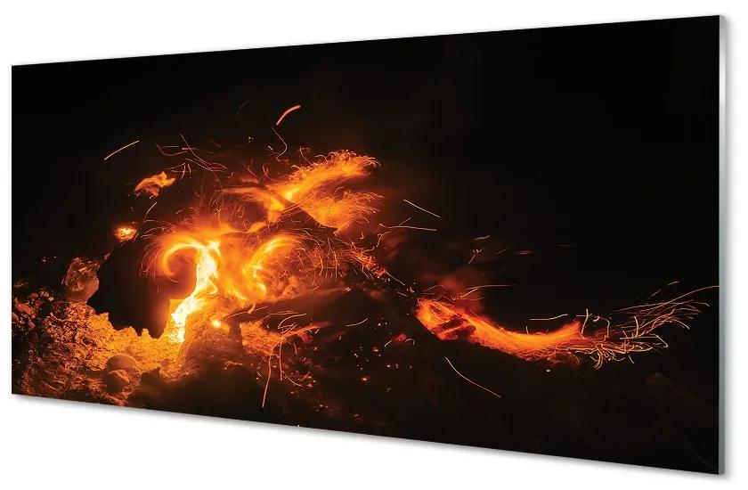 Sklenený obraz ohnivý drak 140x70 cm