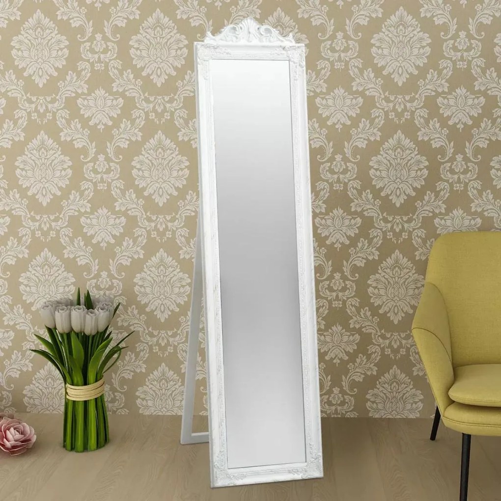 vidaXL Samostatne stojace zrkadlo v barokovom štýle 160x40 cm, biele
