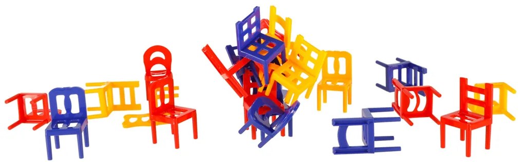 KIK Padajúce stoličky - rodinná stohovacia arkádová hra 24 ks, edukačný darček