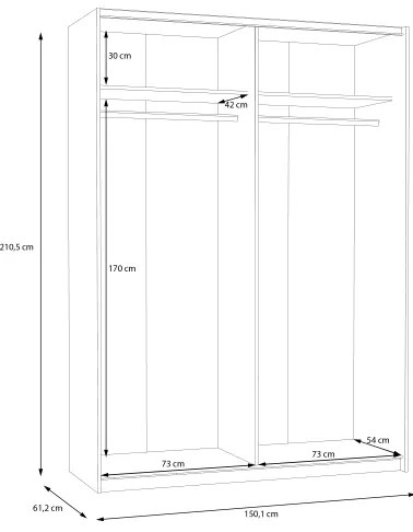Šatníková skriňa KARO 150x210 cm biela