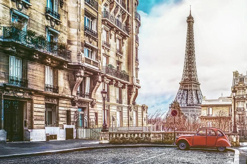 Tapeta pohľad na Eiffelovu vežu z ulice Paríža - 150x100