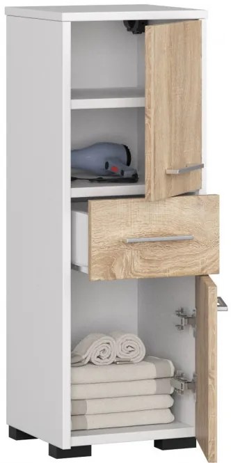 Kúpeľňová skrinka FIN 30 2D 1SZ 85 cm biela / sonoma