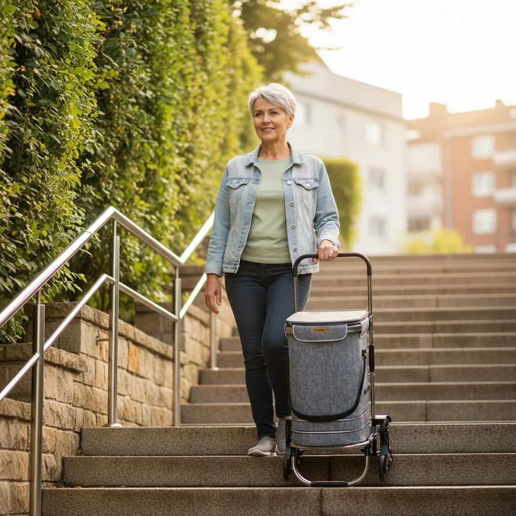 Nákupná taška na kolieskach do schodov COMFORT,50l, šedá Jurhan