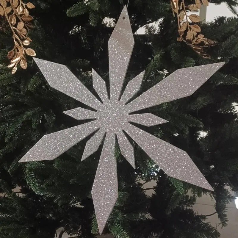 DECOLED Snehová vločka III, priemer 80 cm, strieborná