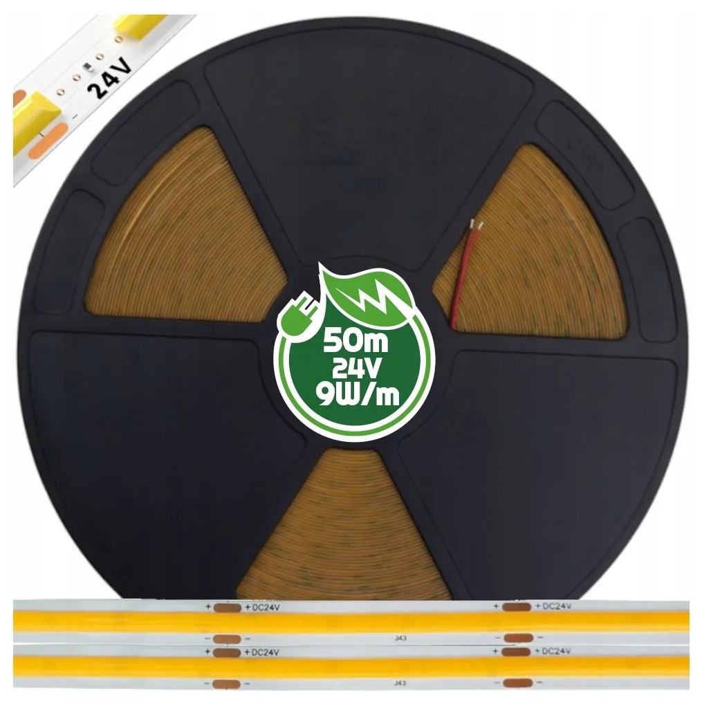 ECOLIGHT LED pásik 24V COB 9W/m 480LED 50m 8mm neutrálna farba SZ