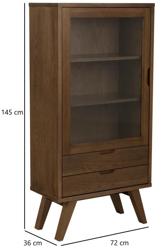 Vitrína A-LINE 145 cm kouřový dub