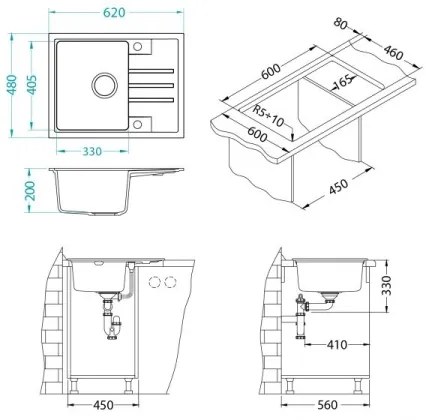 ALVEUS 1149080 - Kuchynský drez INTERMEZZO 62x48 cm granit/čierna