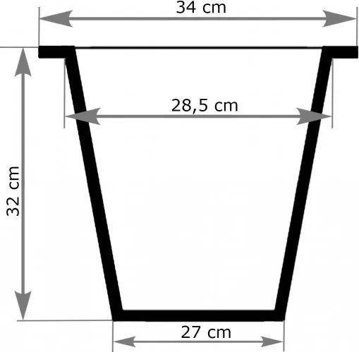 Plastová hranatá vnútorná vložka, 32*34*34 cm, so zavlažovacím setom, čierna