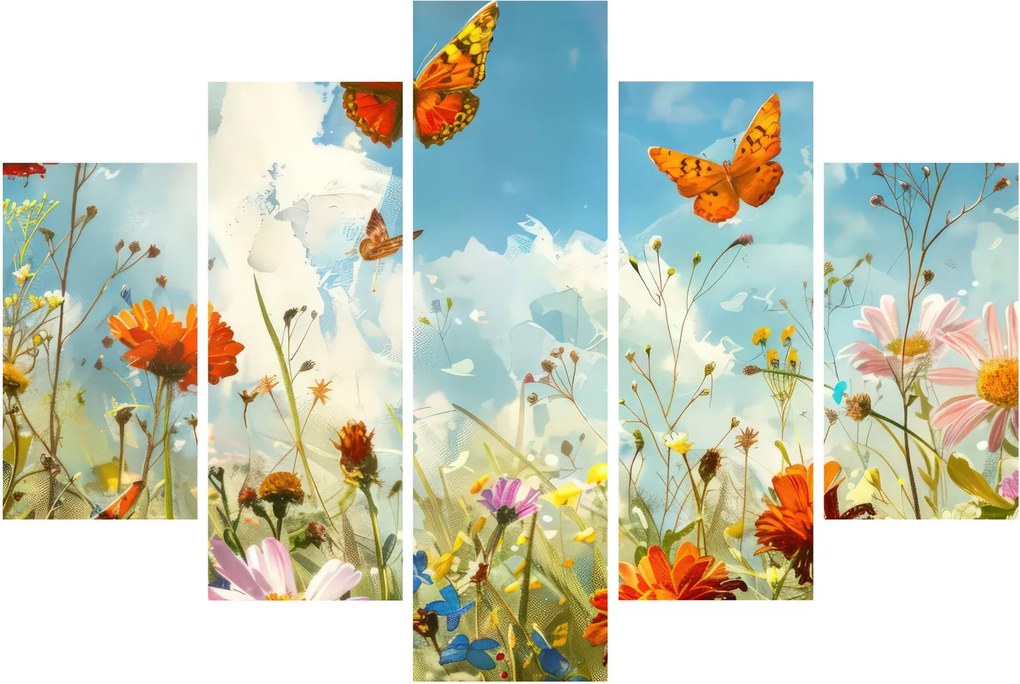 Obraz - Motýle na letnej lúke (150x105 cm)