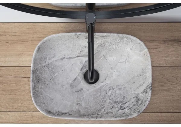 REA-U3800 - Umývadlo na dosku LIVIA 33,5x46,5 cm keramika/šedá/imitácia kameňa