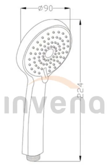 Invena Dafni, 3-funkčná ručná sprchová hlavica okrúhla, čierna matná, INV-AS-02-004-S