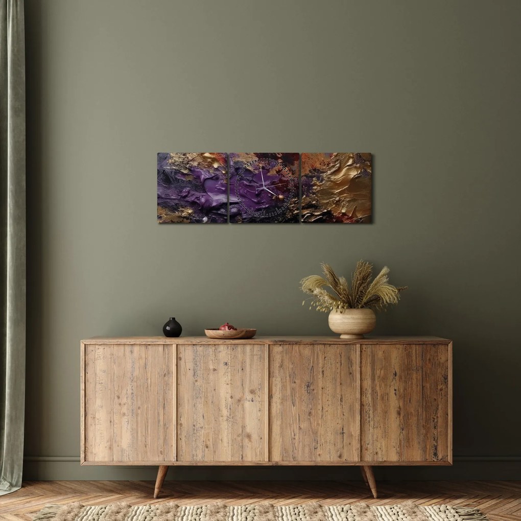 Obraz - Textúrovaná abstrakcia (s hodinami) (90x30 cm)