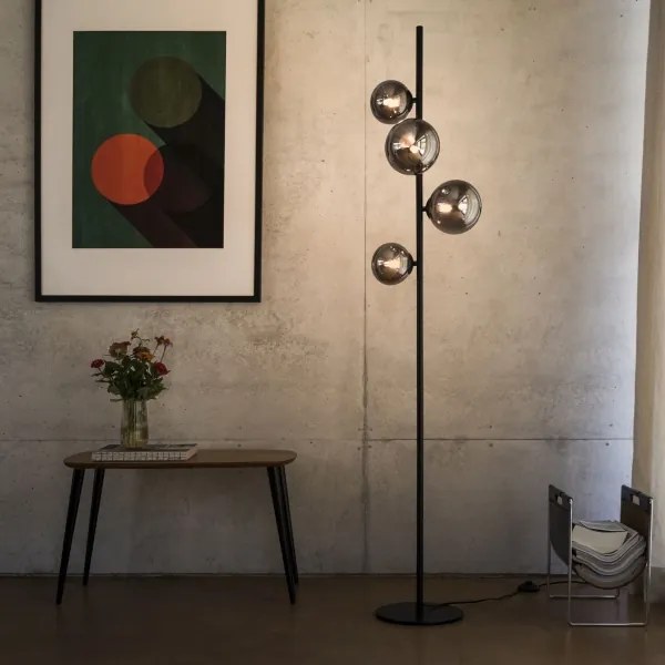 Ideal Lux - LED Stojacia lampa PERLAGE 4xG9/3W/230V čierna/dymová