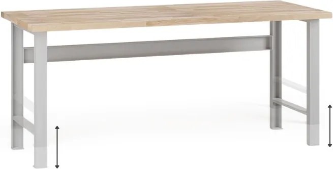 Výškovo nastaviteľný dielenský stôl G7, buková škárovka, 2000 x 800 x 840-1040 mm
