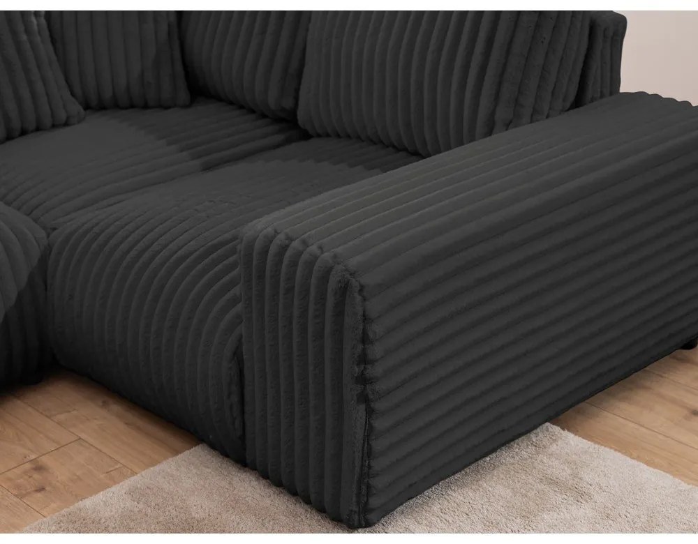 Tmavosivá menčestrová rohová pohovka (pravý roh/do tvaru "U") Justin – Ropez