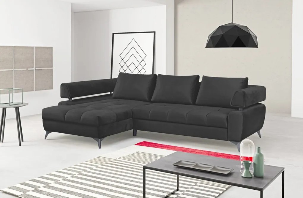 Rohová sedacia súprava Paris, antracitová látka, ľavý roh