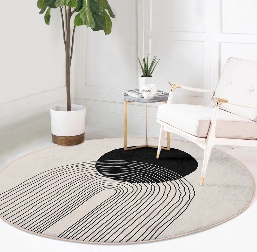 Krémovobiely prateľný okrúhly koberec ø 100 cm Comfort – Mila Home