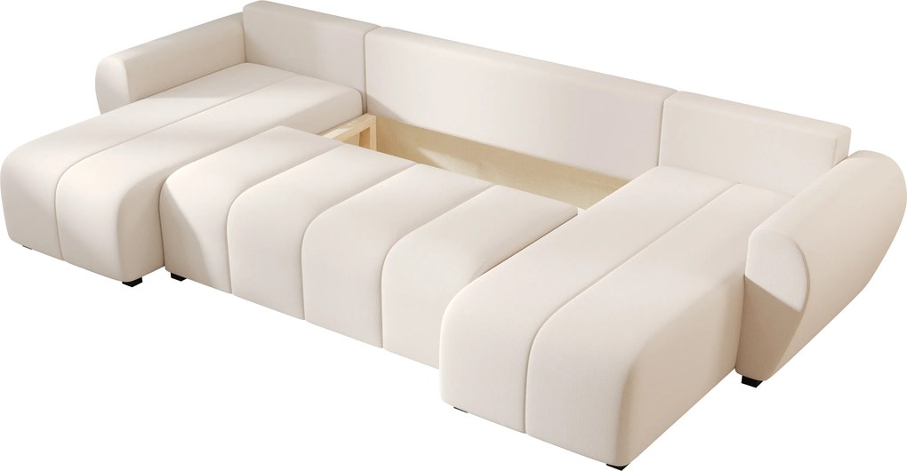 Rozkladacia obojstranná sedacia súprava do U SEVIO 311x145 cm, krémová + 2 vankúšiky ZDARMA
