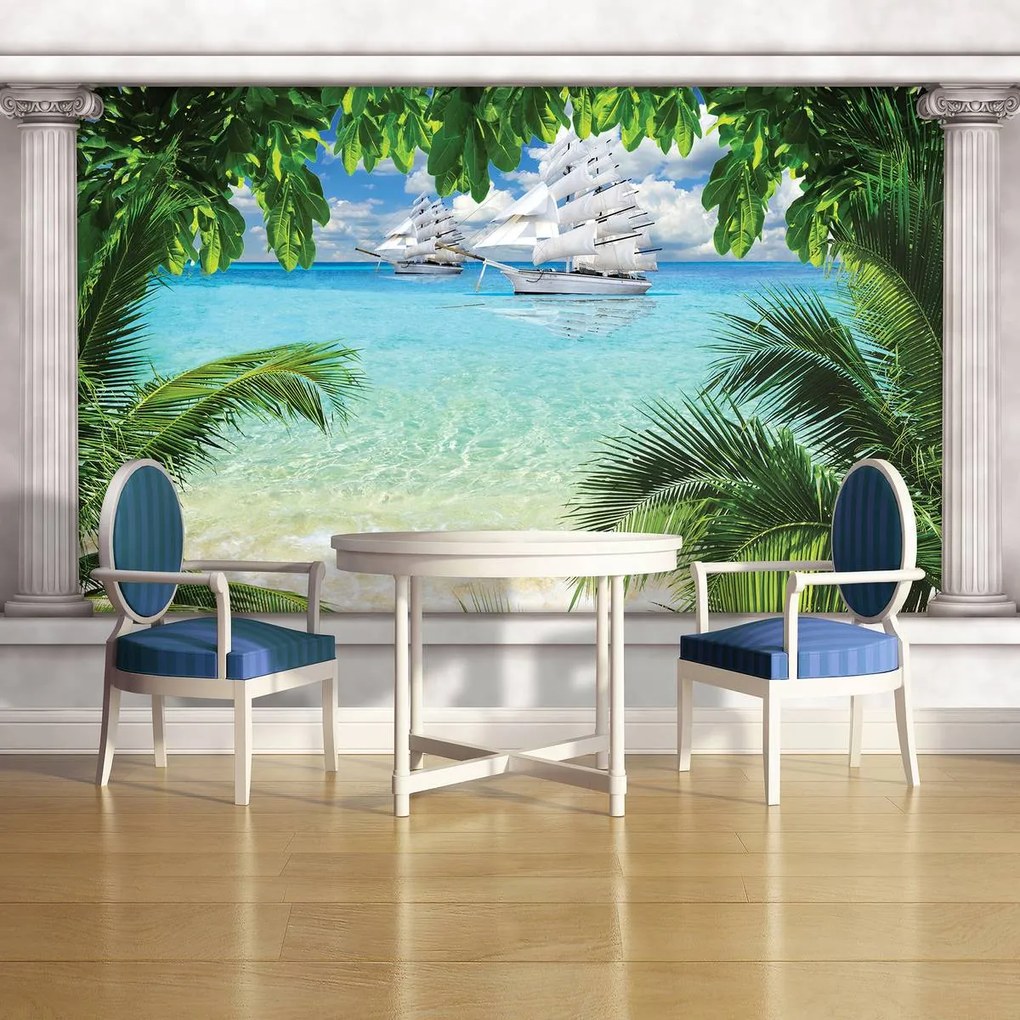 Fototapeta - Loď na oceáne (254x184 cm)