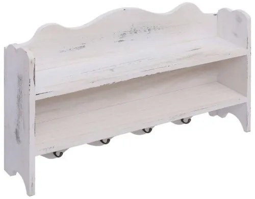 vidaXL Nástenný vešiak biely 50x10x30 cm drevený-