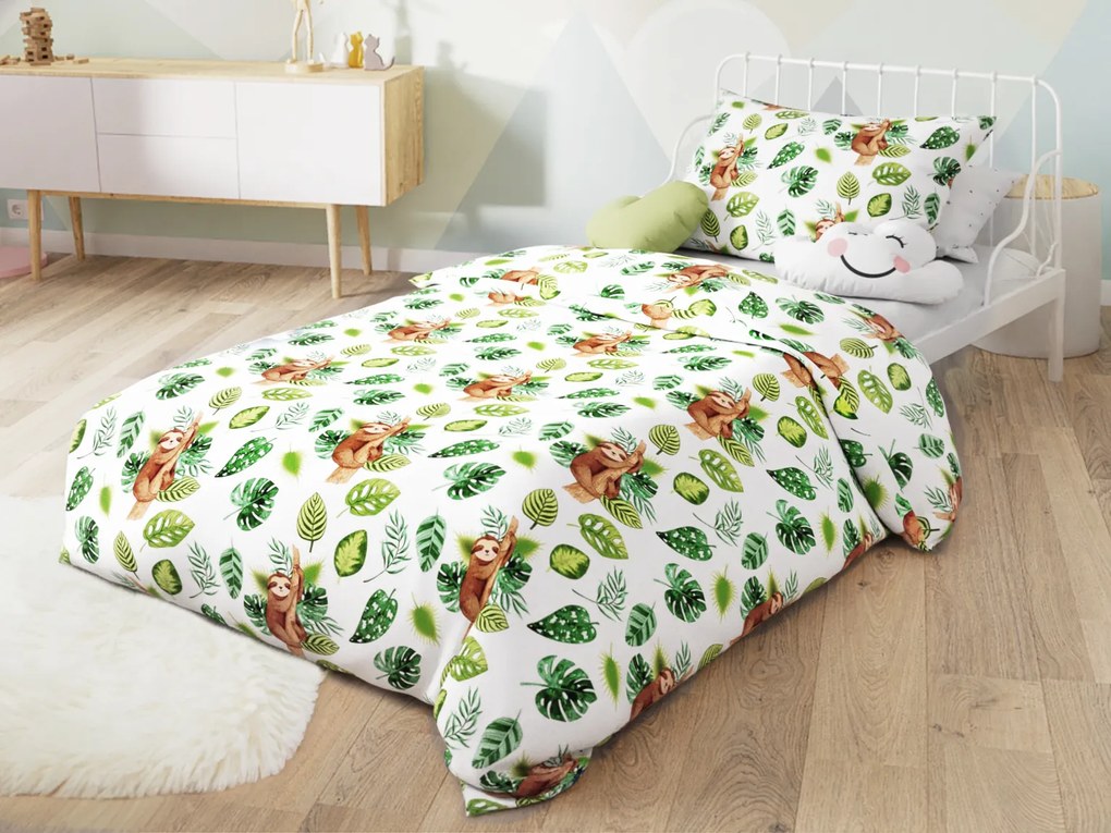 Bavlnené obliečky do postieľky LEŇOCHOD biele