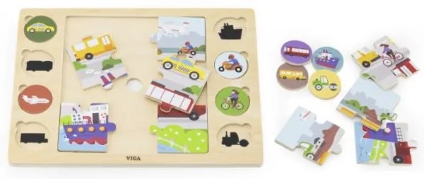 Viga Drevené puzzle doprava 9 dielov