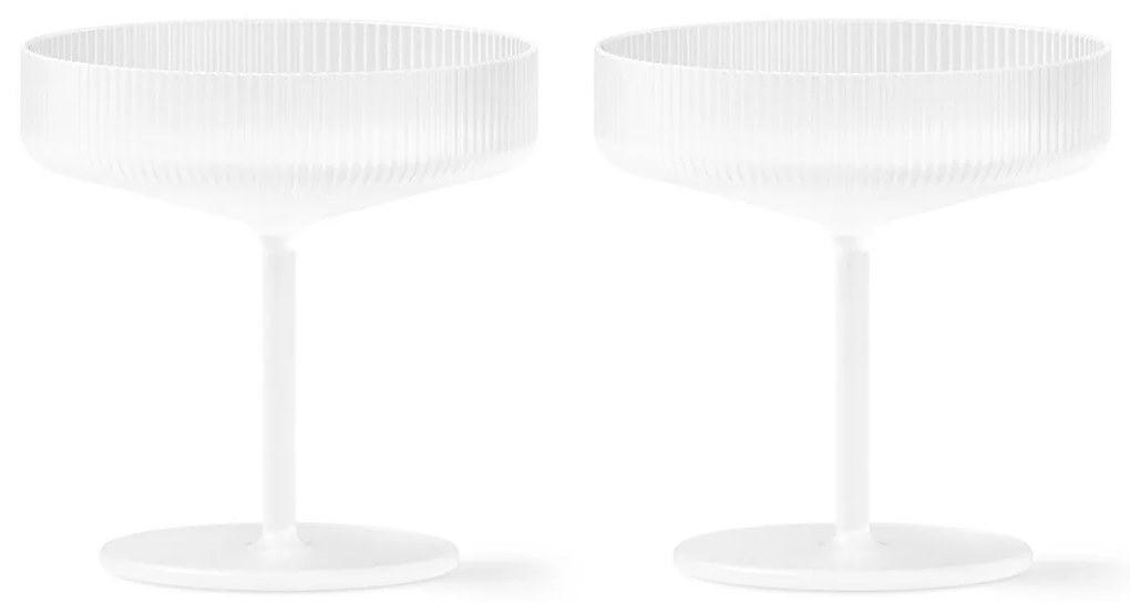 Ferm Living Poháre na šampanské Ripple Frosted 150 ml – set 2 ks