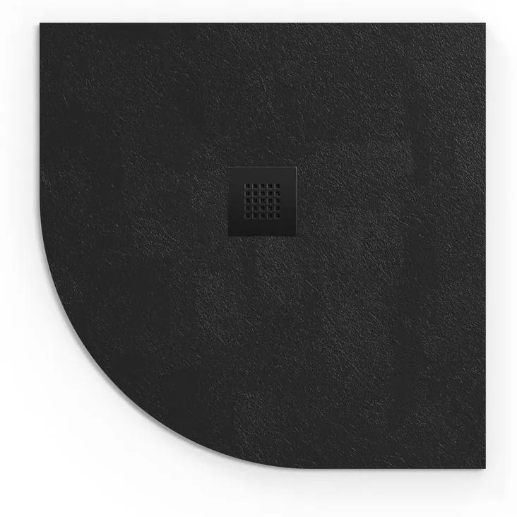 Sprchová vanička štvrťkruhová SAT Alek 80x80 cm liaty mramor čierna WBPOL_00055