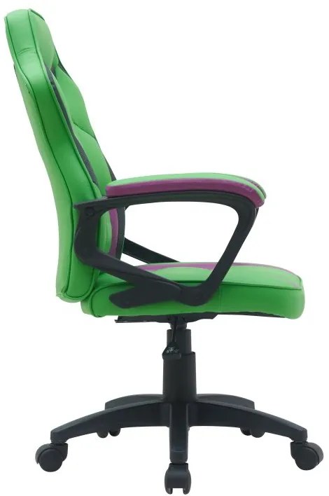 Ergonomická kancelárska stolička, zelená s fialovými prvkami