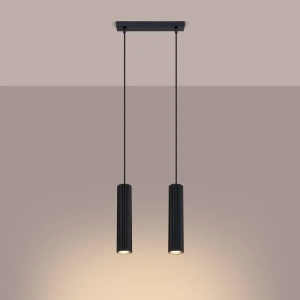 Sollux SL.1574 - Luster na lanku KARBON 2xGU10/10W/230V čierna