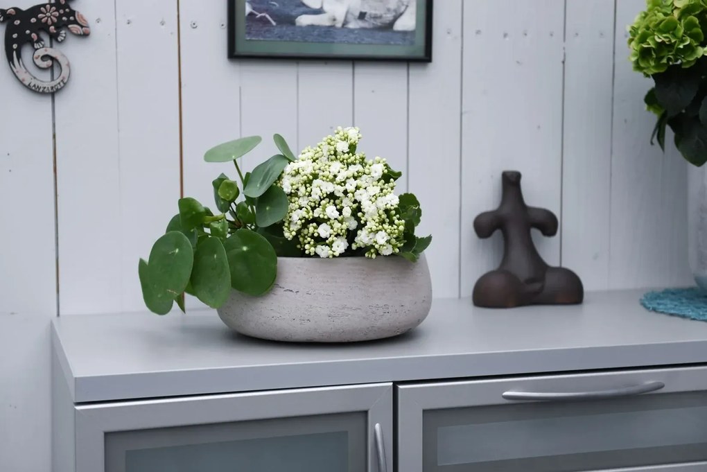 Dekoračná miska PERA, sklolaminát, Ø 27 cm, béžová