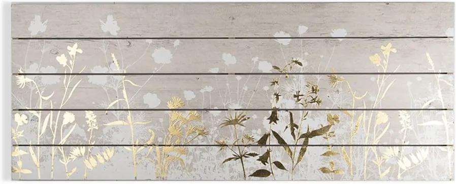 Drevený obraz Graham & Brown Metallix Wood Meadow, 100 × 40 cm