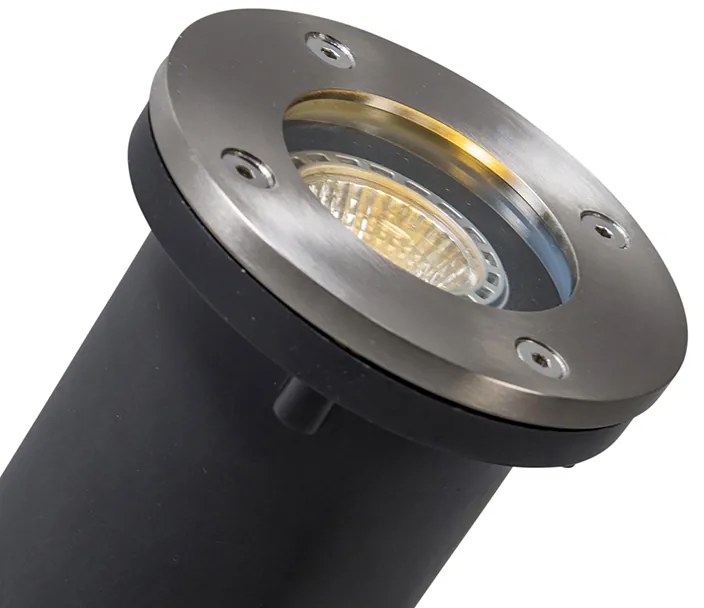 Inteligentné zemné bodové svietidlo nehrdzavejúca oceľ Vrátane WiFi GU10 IP65 - Basic Round