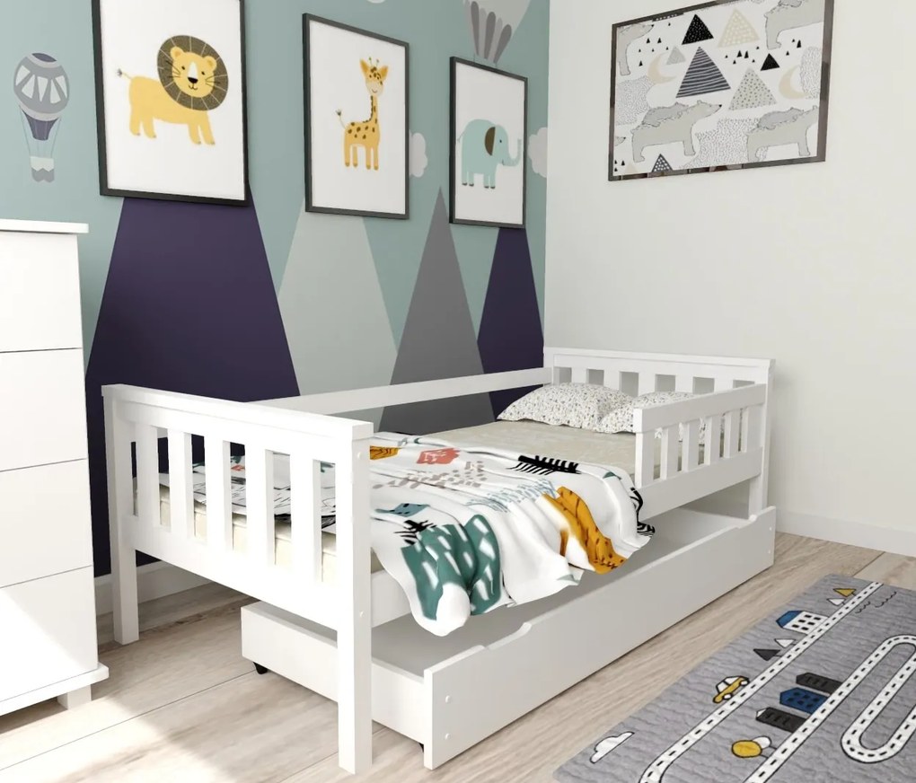 Detská posteľ z masívu borovice FRANK - 200x90 cm - biela