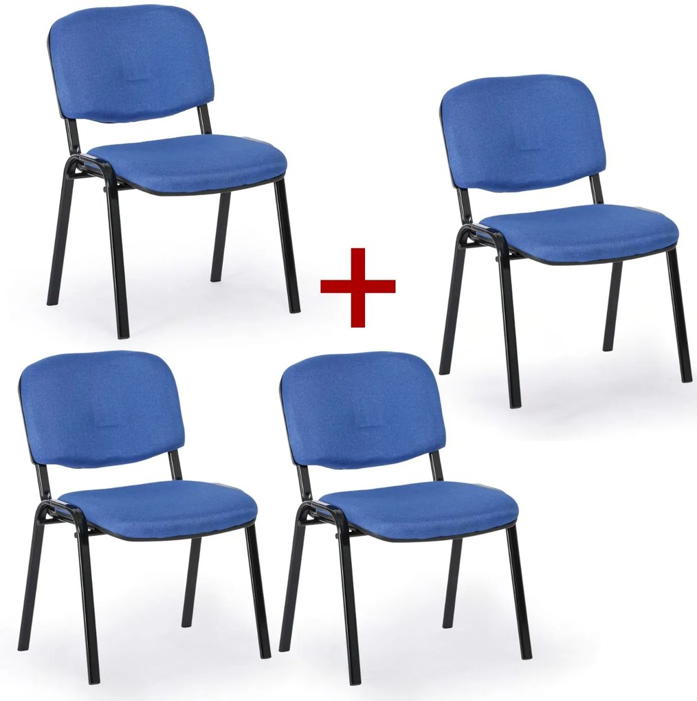 Konferenčná stolička VIVA PLUS 3+1 ZADARMO - čierne nohy, modrá