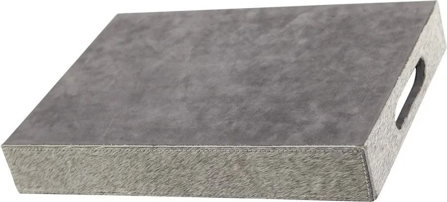 Sada 3ks servírovacie podnosy s hovädzou kožou šedá - 46 * 36,5 * 5cm / 40,5 * 30,5 * 5cm / 33,5 * 24,5 * 5cm