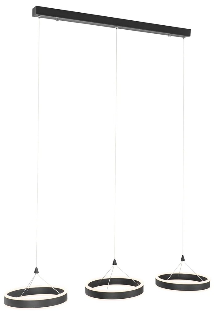Závesné svietidlo čierne obdĺžnikové vrátane LED 3-stupňové stmievateľné 3-svetlo - Lyani
