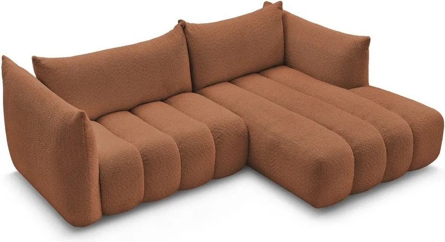 Oranžová rohová pohovka z textílie buklé (pravý roh/s leňoškou) Azra – Bobochic Paris