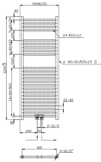 Novaservis - Kúpeľňový rebríkový radiátor 490W/230V 120x45 cm čierny rovný