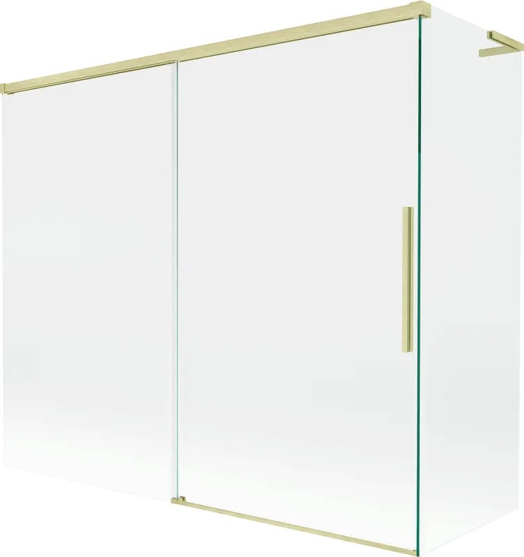Mexen Rox, L posuvná 2-krídlová vaňová zástena 180 + 80 x 150 cm, 8mm číre sklo, zlatý matný profil, 8C9L-180-080-55-00
