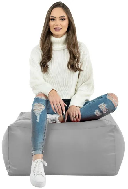 Taburetka svetlosivá kocka ekokoža