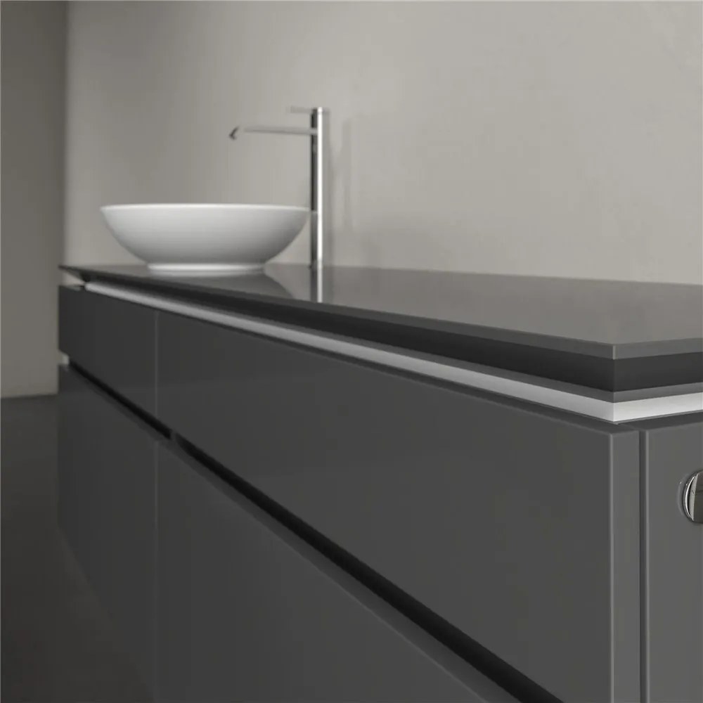 VILLEROY &amp; BOCH Legato závesná skrinka pod umývadlo na dosku (umývadlo vľavo), 4 zásuvky, 1600 x 500 x 550 mm, Glossy Grey, B59600FP