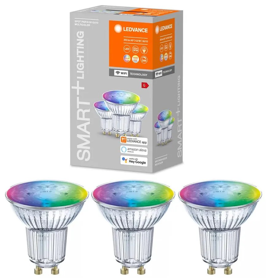 Ledvance SADA 3x LED RGBW Stmievateľná žiarovka SMART+ GU10/4,9W/230V 2700K-6500K - Ledvance P224725