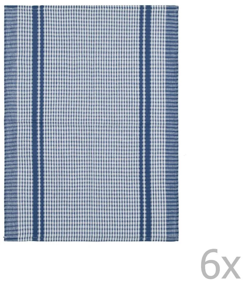 Sada 6 modrých bavlnených utierok Tiseco Home Studio Waffle, 50 × 70 cm