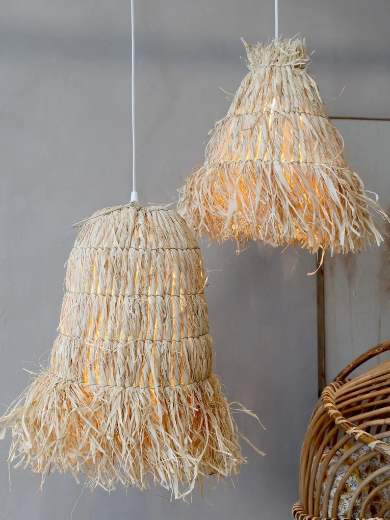 Prírodné závesné svetlo s lykovým tienidlom Raffia - Ø 28*32cm/ E27/ 40W