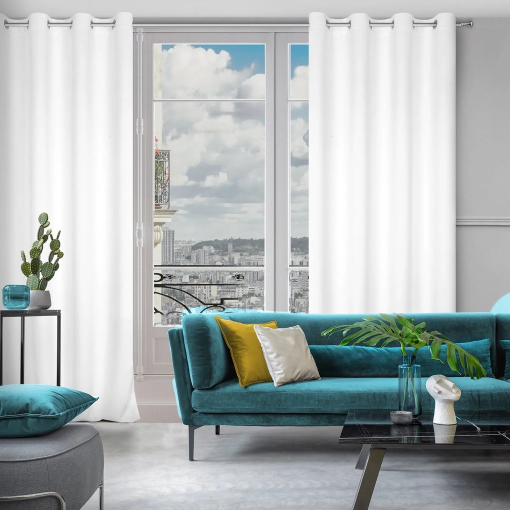 ZATEMŇOVACÍ ZÁVES NA KRÚŽKOCH LOGAN 140X270 CM BIELA